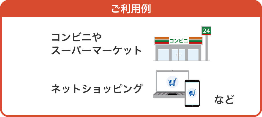 ご利用例 コンビニやスーパーマーケット ネットショッピングなど