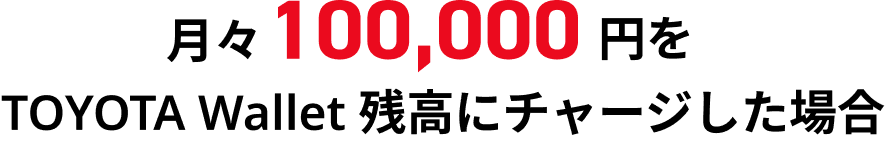 月々100,000円をTOYOTA Wallet残高にチャージした場合