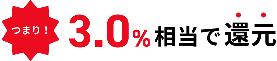 つまり！3.0%相当で還元