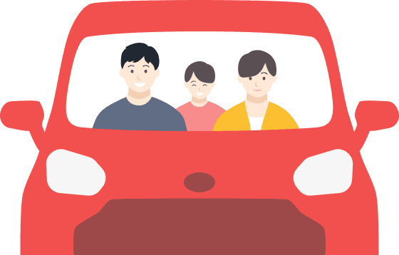 3家族が乗車しているイラスト