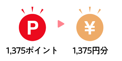 1,375ポイント→1,375円分