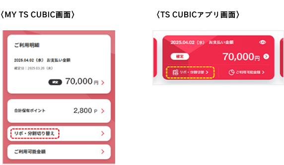 MY TS CUBIC 画面 TS CUBIC アプリ画面