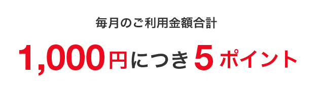 毎月のご利用金額合計 1,000円=10ポイント