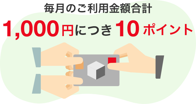 毎月のご利用金額合計1,000円につき10ポイント